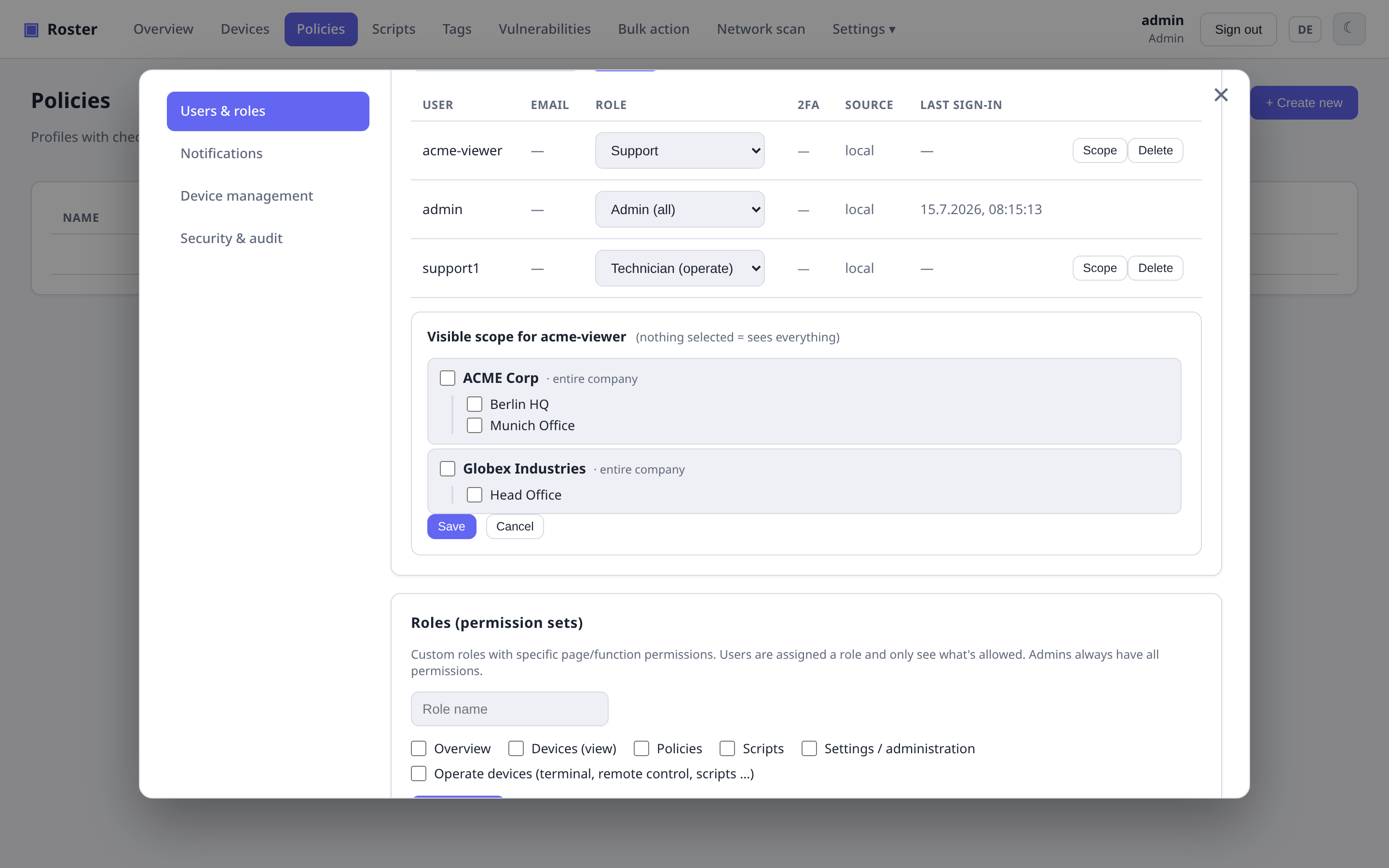 Data scope editor