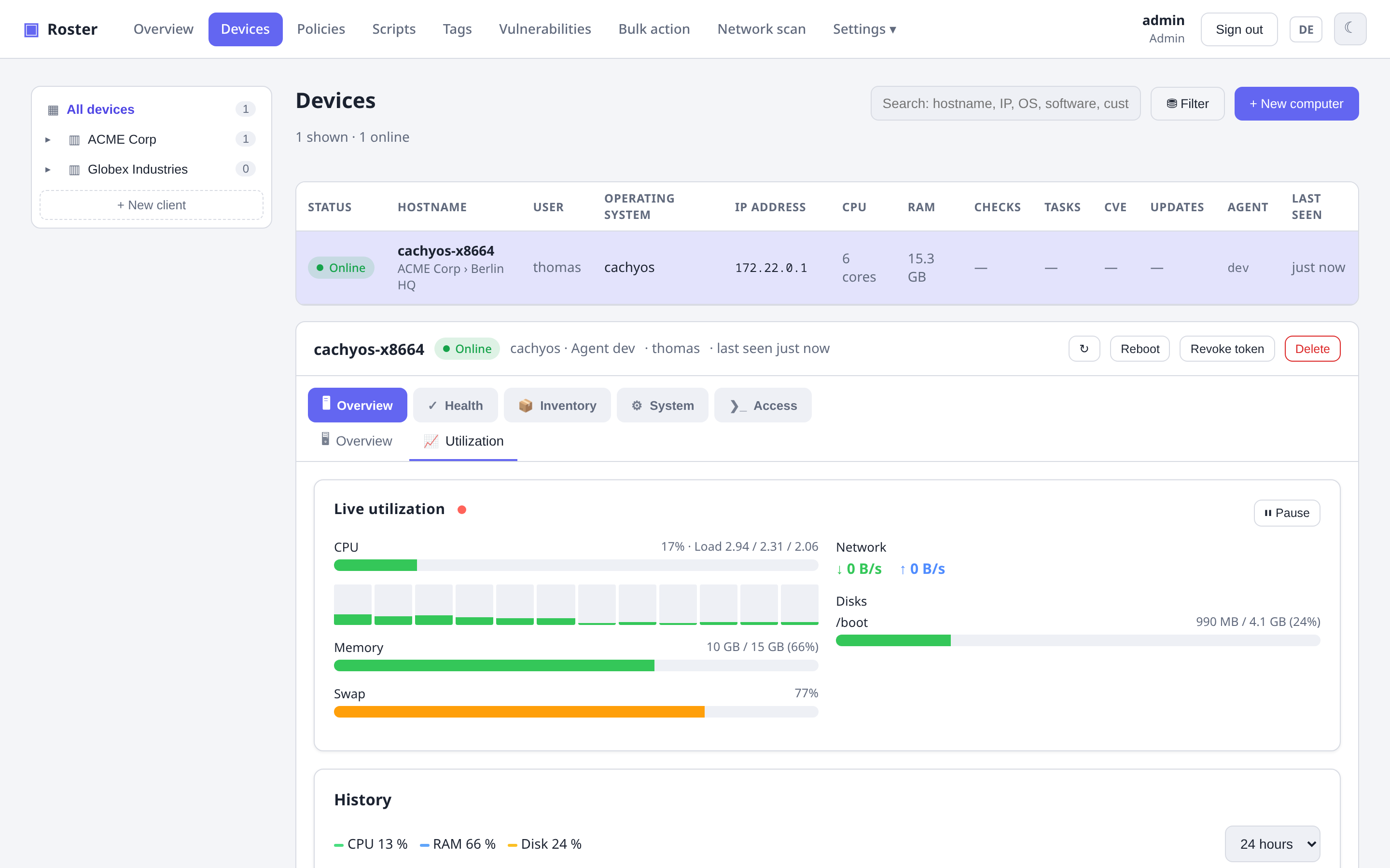 Live utilization